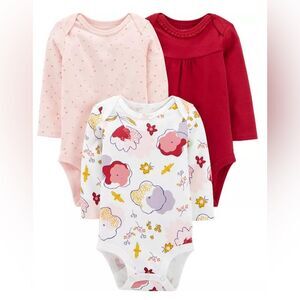 Carter's Baby Girl 3-Pack Certified Organic Cotton Original Bodysuits Size 9M